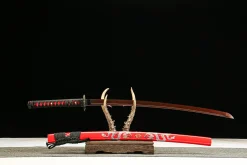 Alternative view of Flame Dragon - Handgesmeed Katana van Damascusstaal