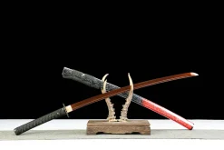 Alternative view of Tsukuyomi - Handgesmeed Katana van Damascusstaal
